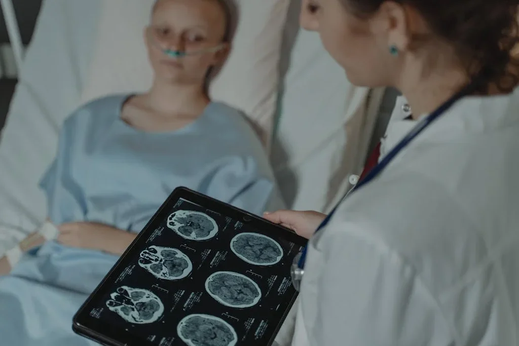 Neurology specialist reviewing patient information during a consultation